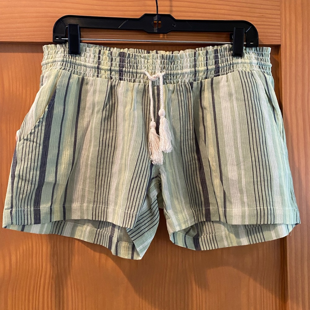 Salt Life Women's Striped Green and Navy Drawstring Shorts